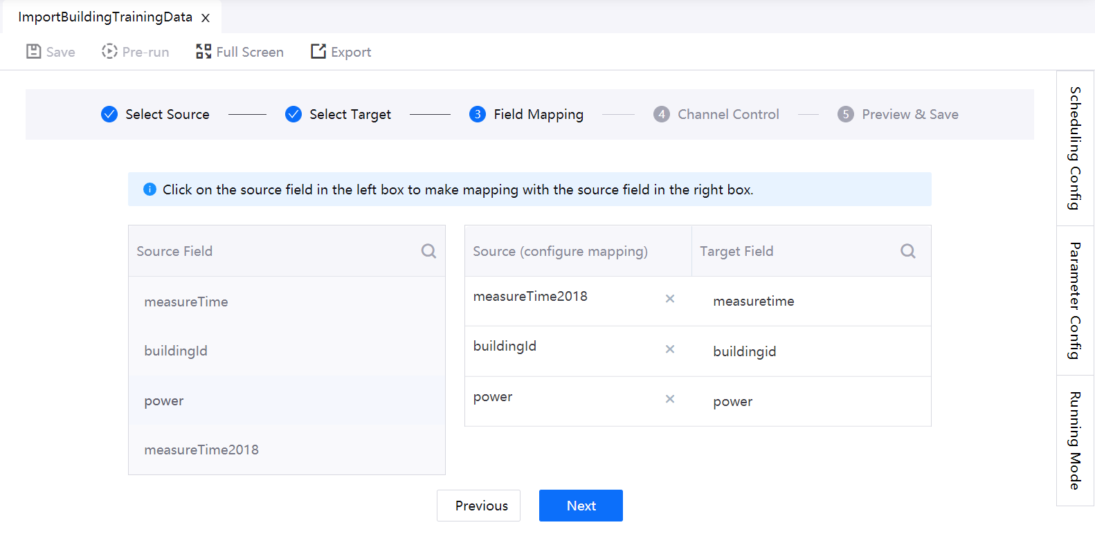 Figure: Mapping fields