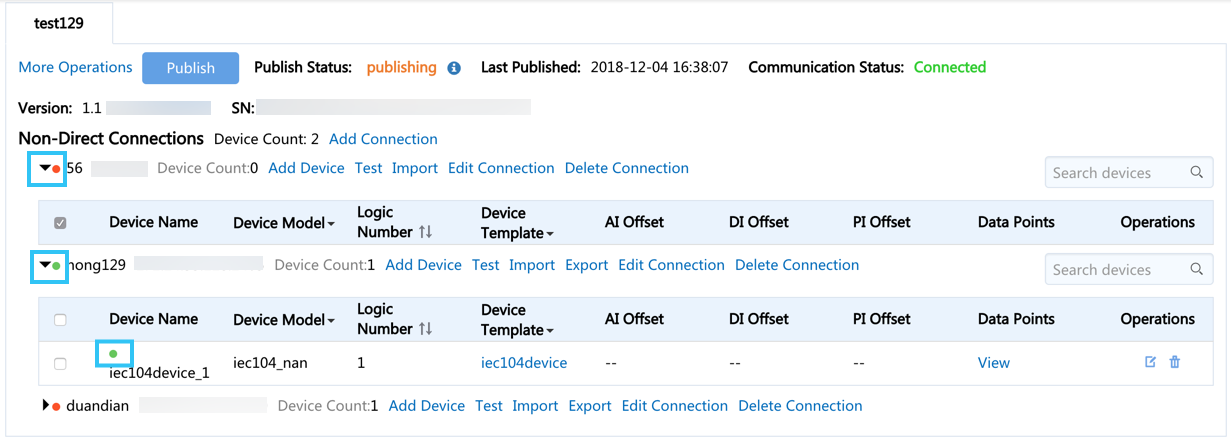 Figure: Communication Status Indication Icon on Transport Layer